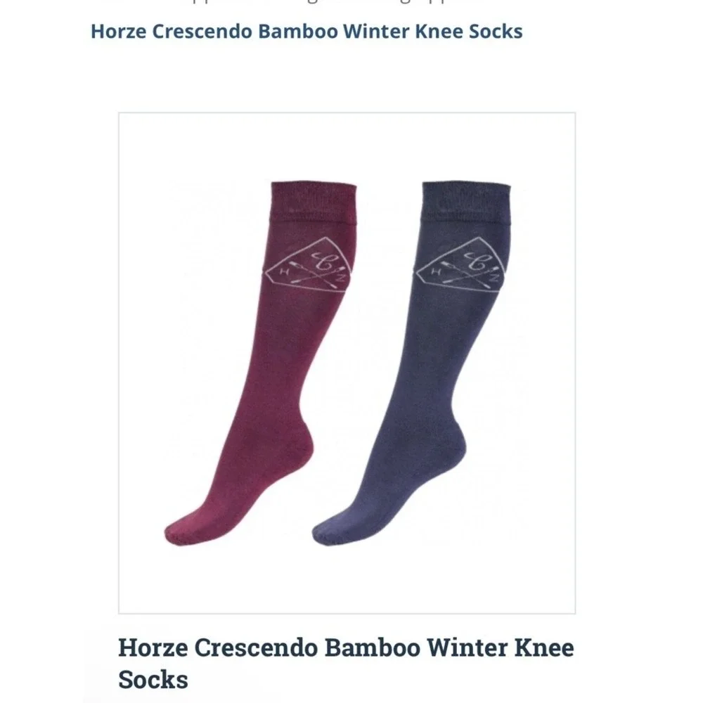Horze Crescendo Men's Winter Knee Socks Size‎ 39-41 Bamboo Viscose Navy Blue